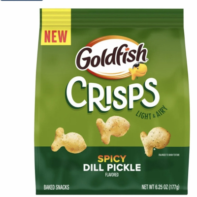 Goldfish Crisps Spicy Dill Pickle Flavored Baked Chip Crackers pack of 3 