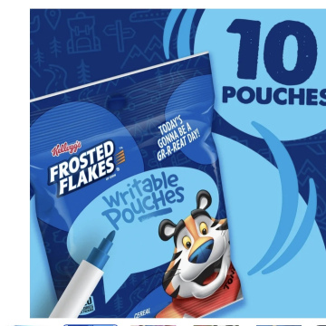 Kellogg's Frosted Flakes Go Packs Cereal, Kids Snacks, Lunch Snacks, Original, 12oz Box (10 Pouches) CO Kellogg's FROSTED FLAKES 10 POUCHES 