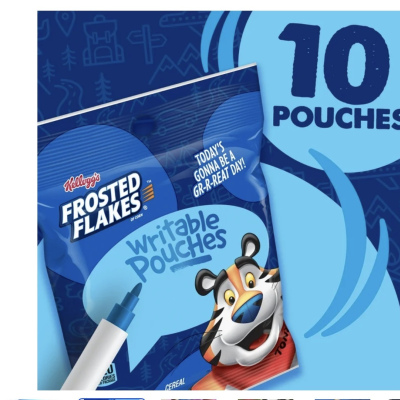 Kellogg's Frosted Flakes Go Packs Cereal, Kids Snacks, Lunch Snacks, Original, 12oz Box (10 Pouches) CO Kellogg's FROSTED FLAKES 10 POUCHES 